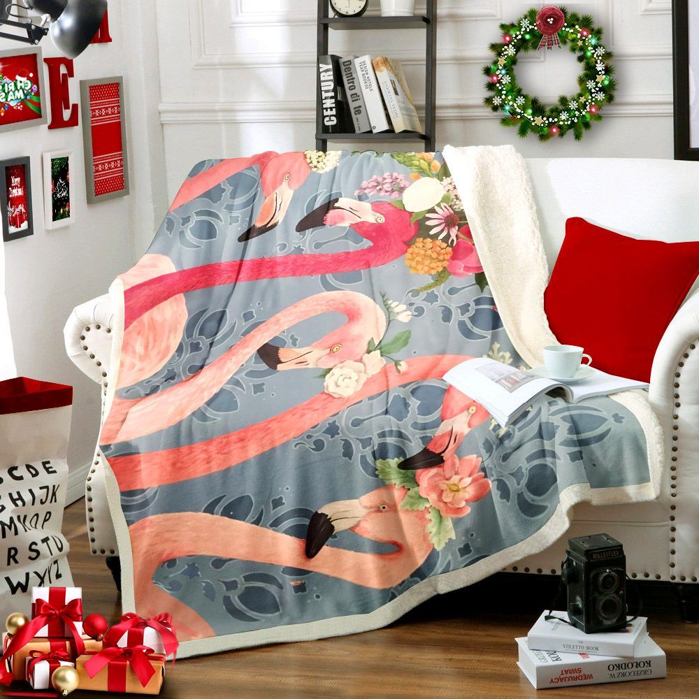 Flamingo Sherpa Fleece Blanket