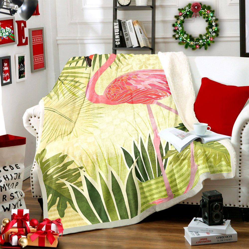 Flamingo Sherpa Fleece Blanket