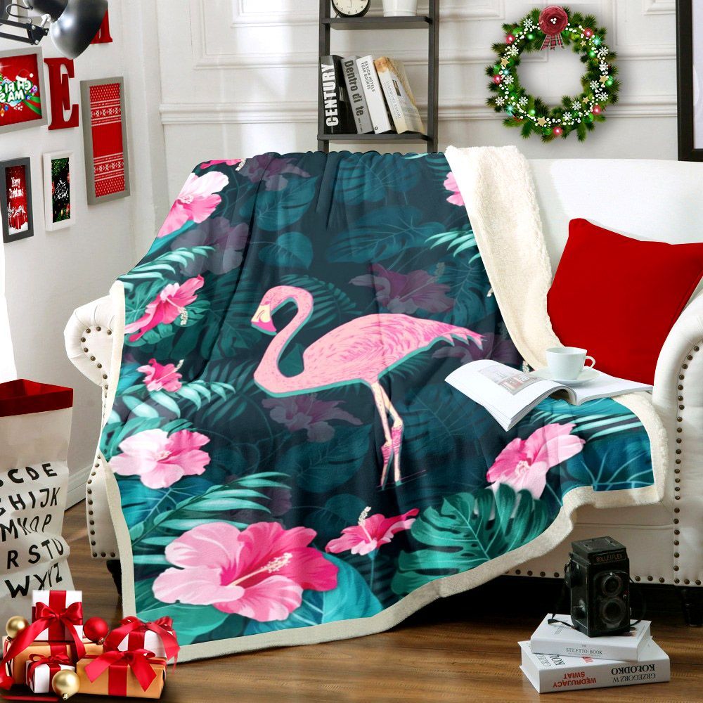 Flamingo Sherpa Fleece Blanket