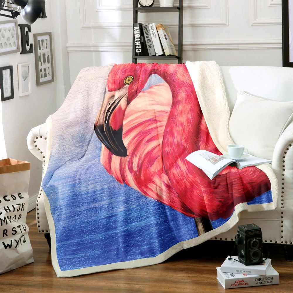 Flamingo Sherpa Fleece Blanket