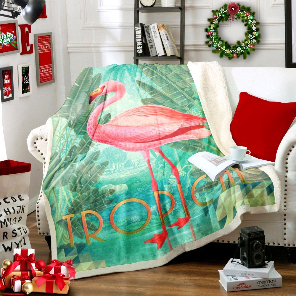 Flamingo Sherpa Fleece Blanket