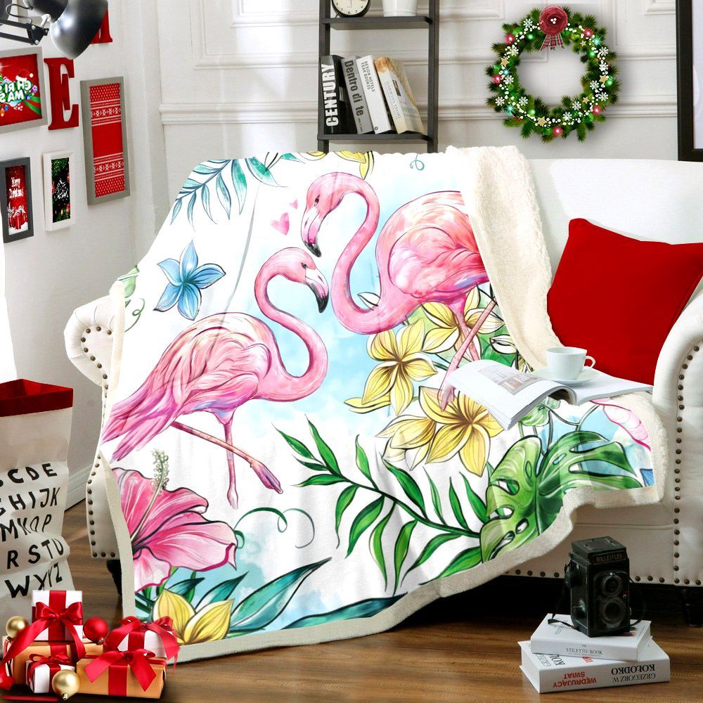 Flamingo Sherpa Fleece Blanket