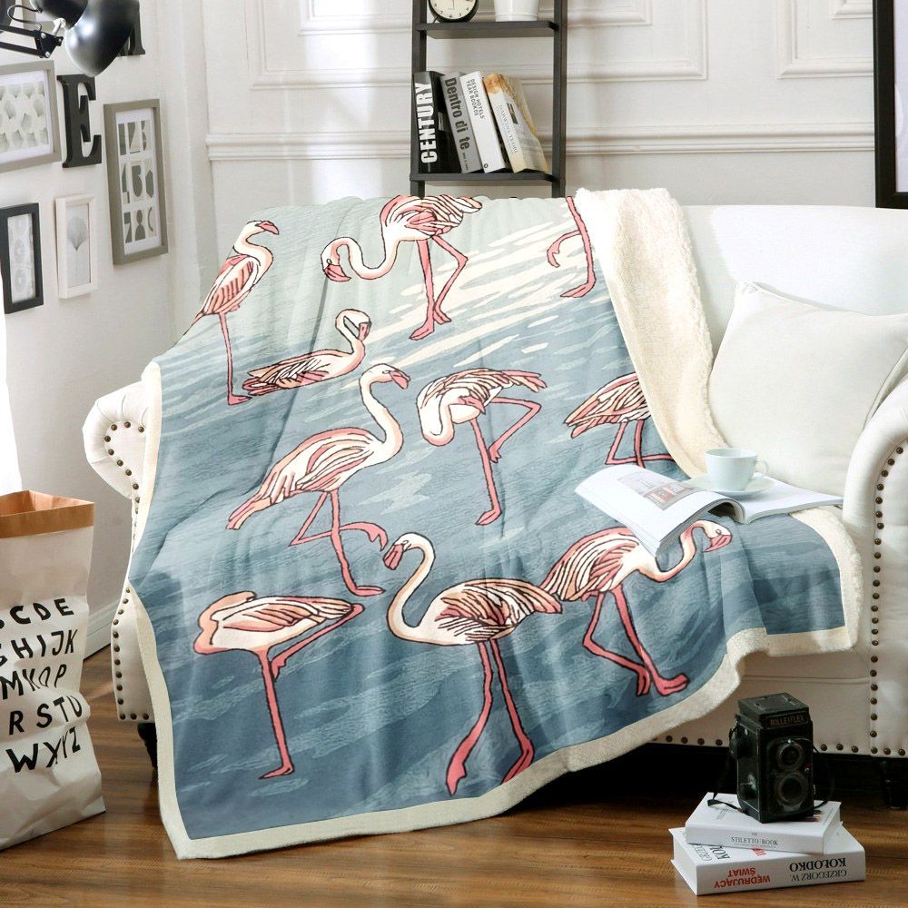 Flamingo Sherpa Fleece Blanket