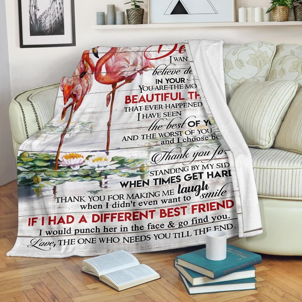 Flamingo To My Bestie Sherpa Fleece Blanket