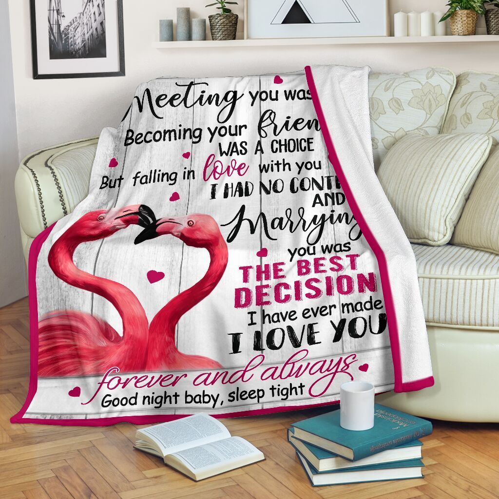 Flamingo To My Gorgeous Wife Sherpa Fleece Blanket