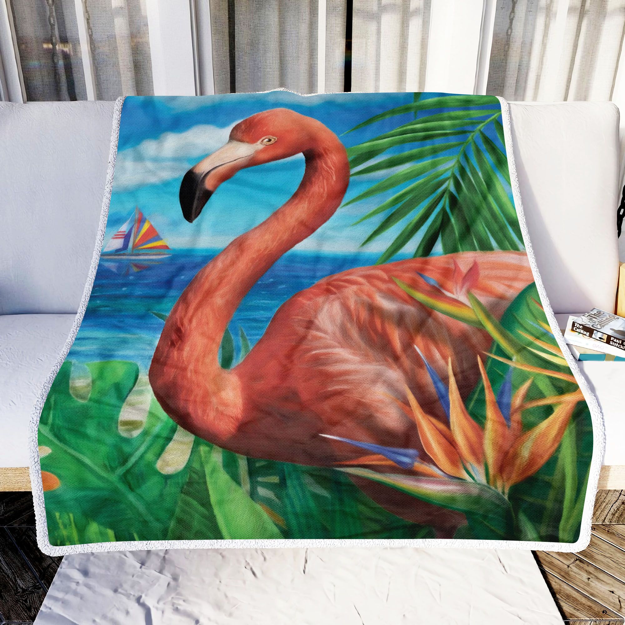 Flamingo Tropical Fleece Blanket