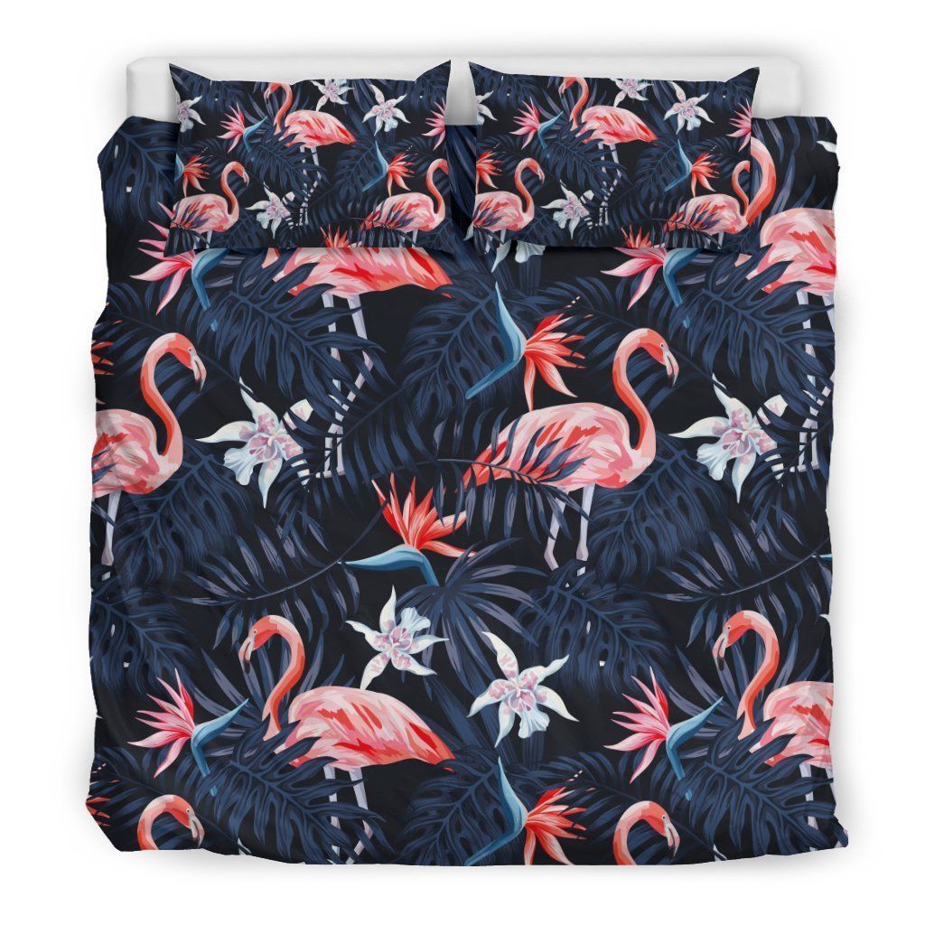 Flamingo Tropical Palm Leaves Bedding Set