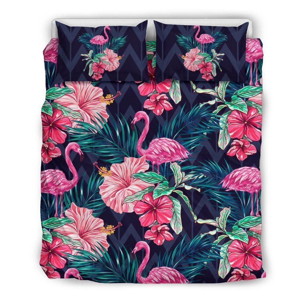 Flamingo Tropical Pink Hibiscus Bedding Set