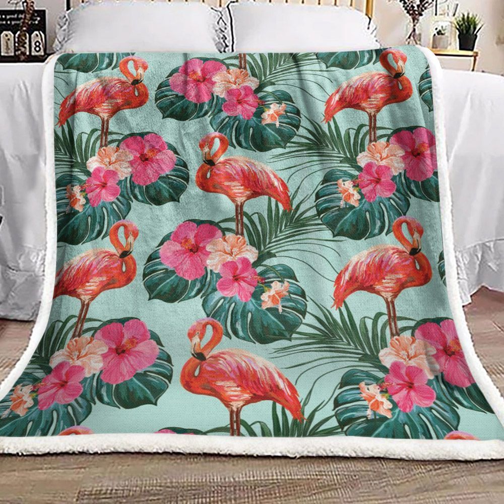 Flamingo Sherpa Fleece Blanket
