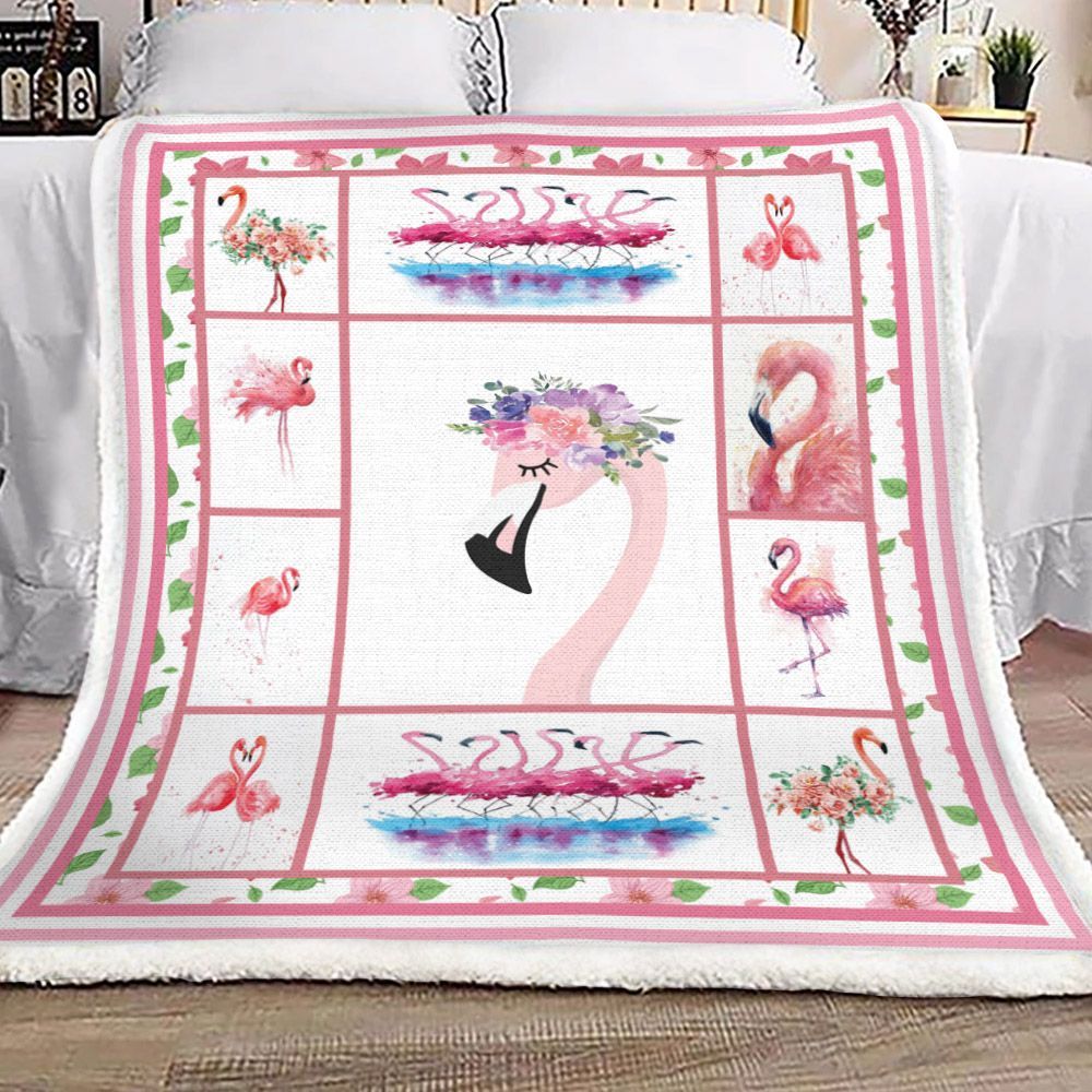 Flamingo Sherpa Fleece Blanket