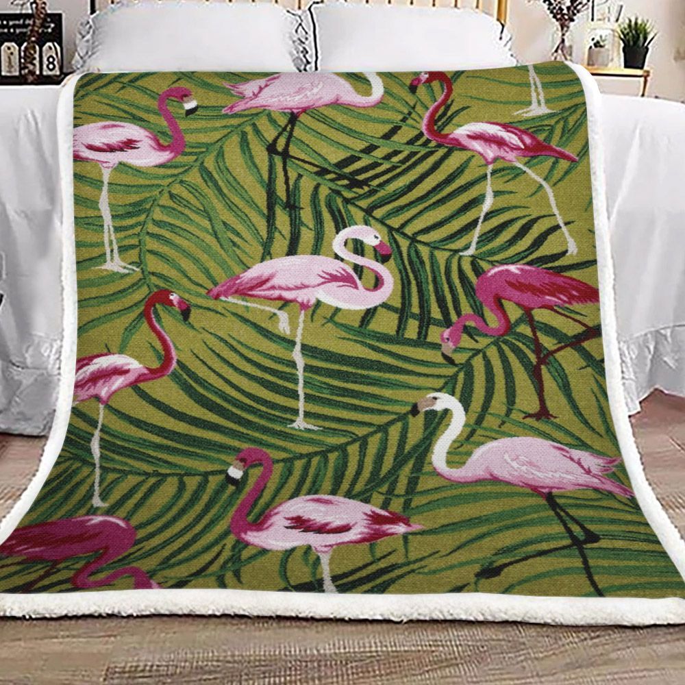 Flamingo Sherpa Fleece Blanket