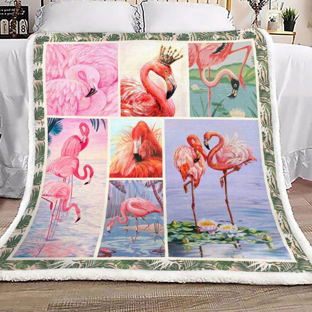 Flamingo Sherpa Fleece Blanket