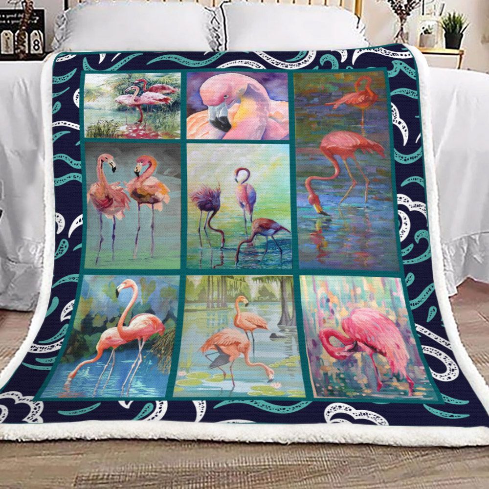 Flamingo Sherpa Fleece Blanket