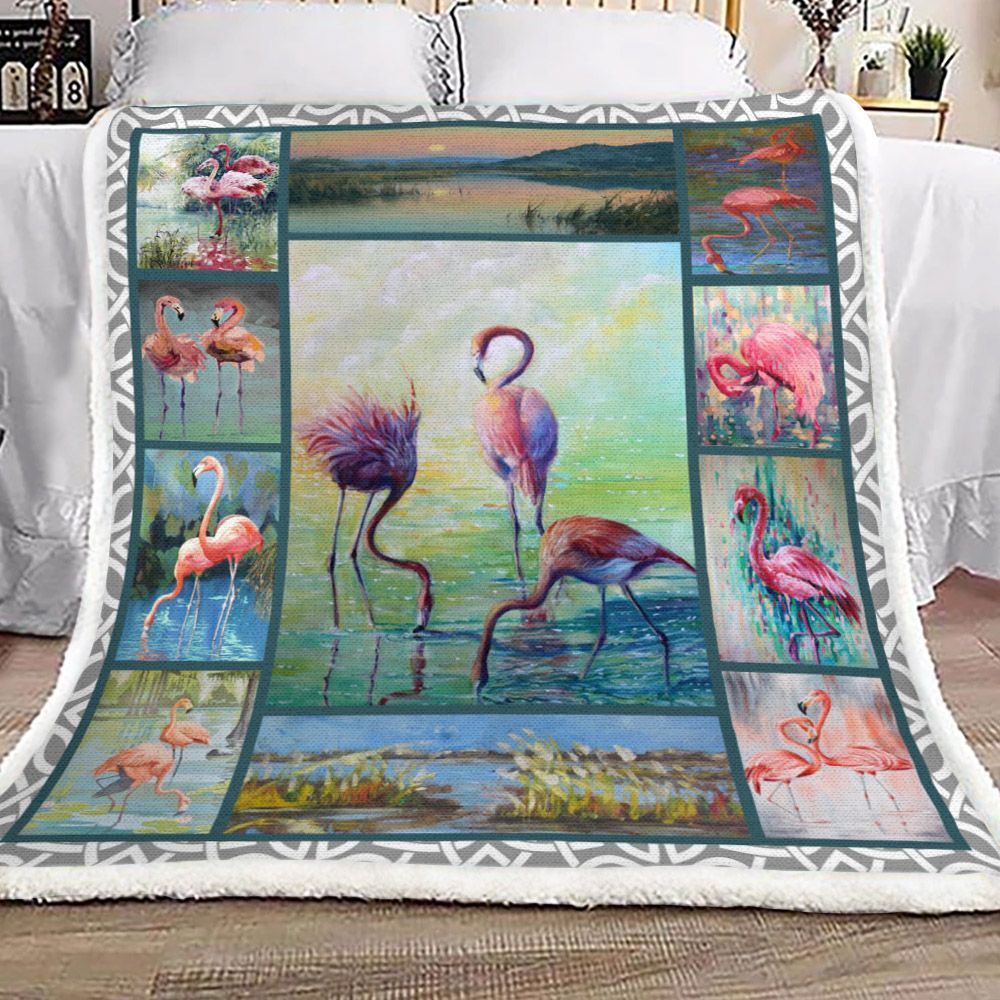 Flamingo Sherpa Fleece Blanket