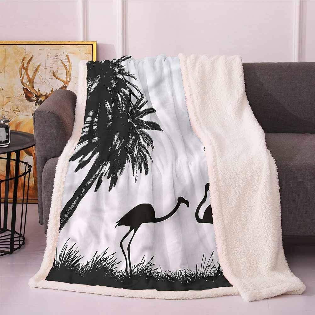 Flamingos And Palm Trees Sherpa Fleece Blanket