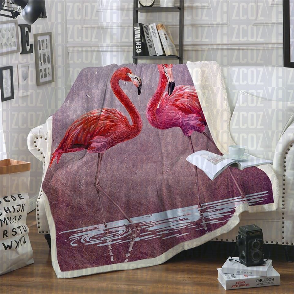 Flamingos At Dusk Sherpa Fleece Blanket