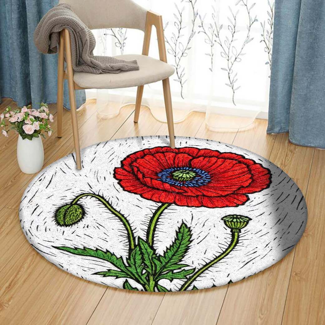 Flanders Poppy Round Carpet