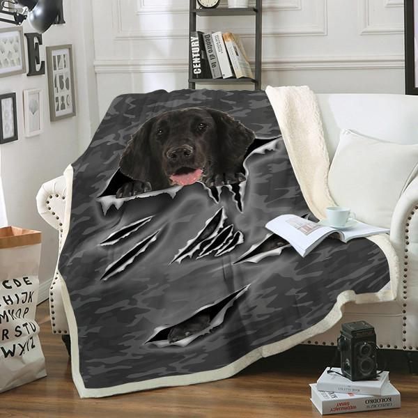 Flat Coated Retriever Dog Sherpa Fleece Blanket