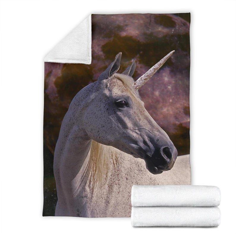 Flea Bitten Gray Unicorn Sherpa Fleece Blanket