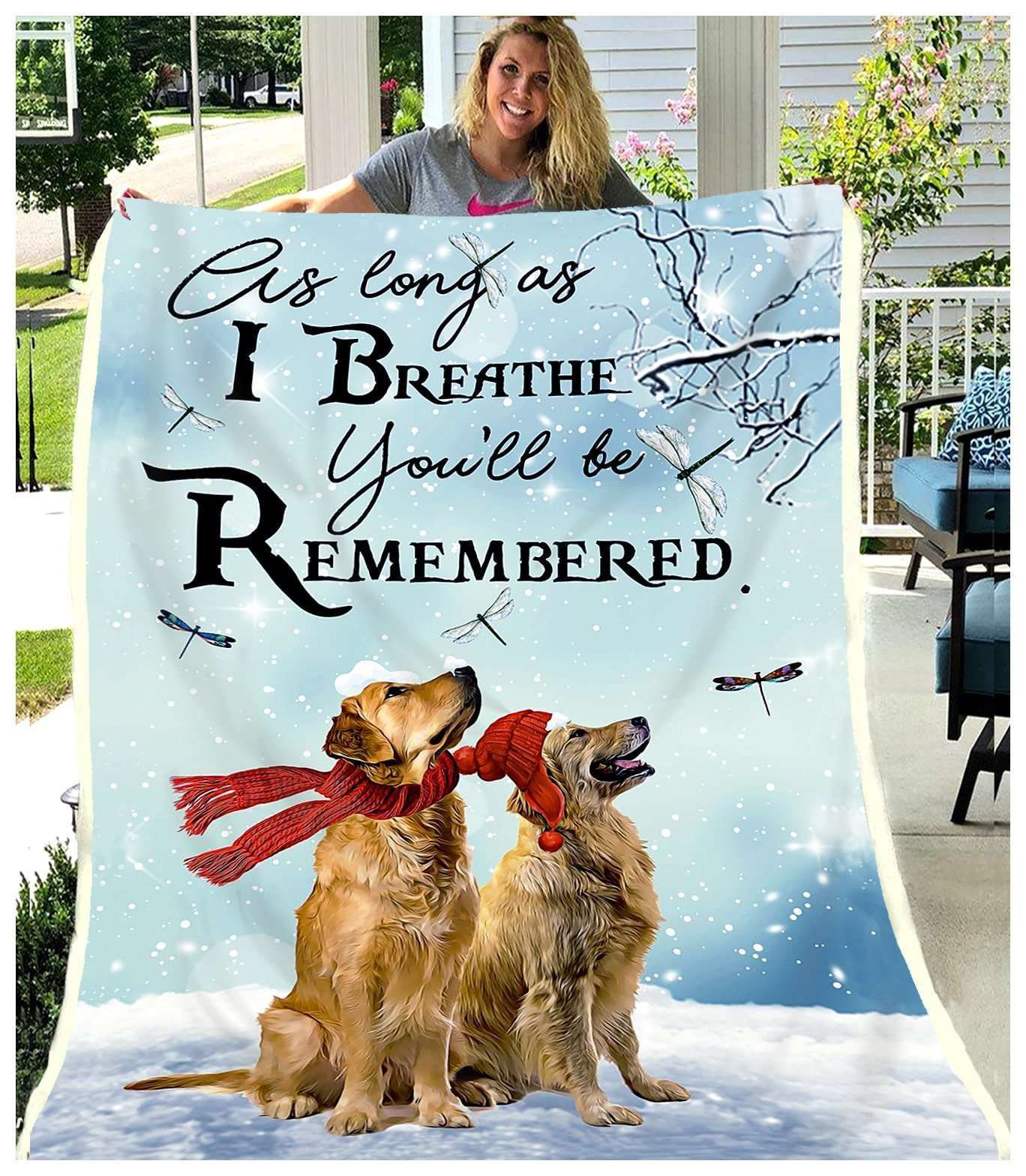 Fleece Blanket As Long As I Breathe Giving Golden Retriever Lovers