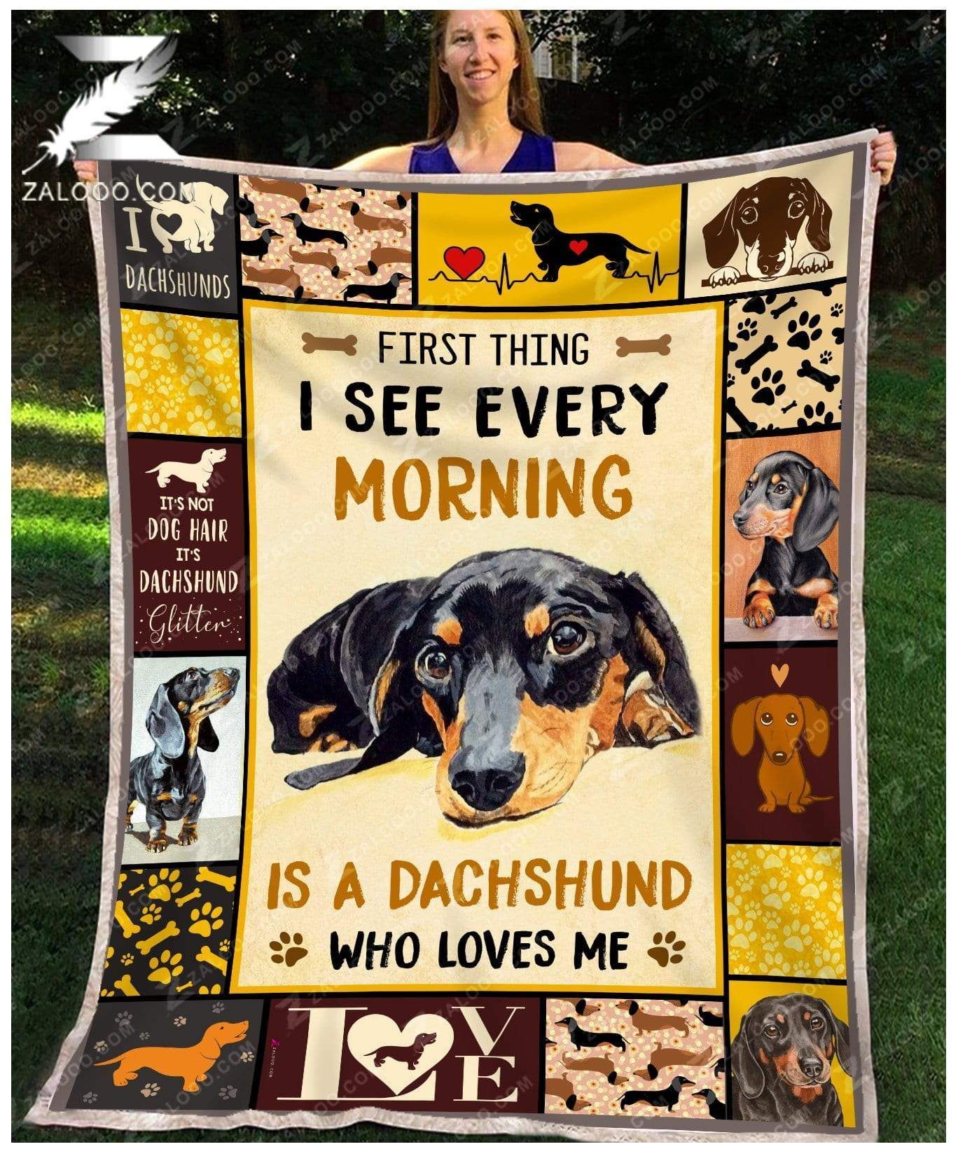 Fleece Blanket – Dachshund – First Things I See Every Morning