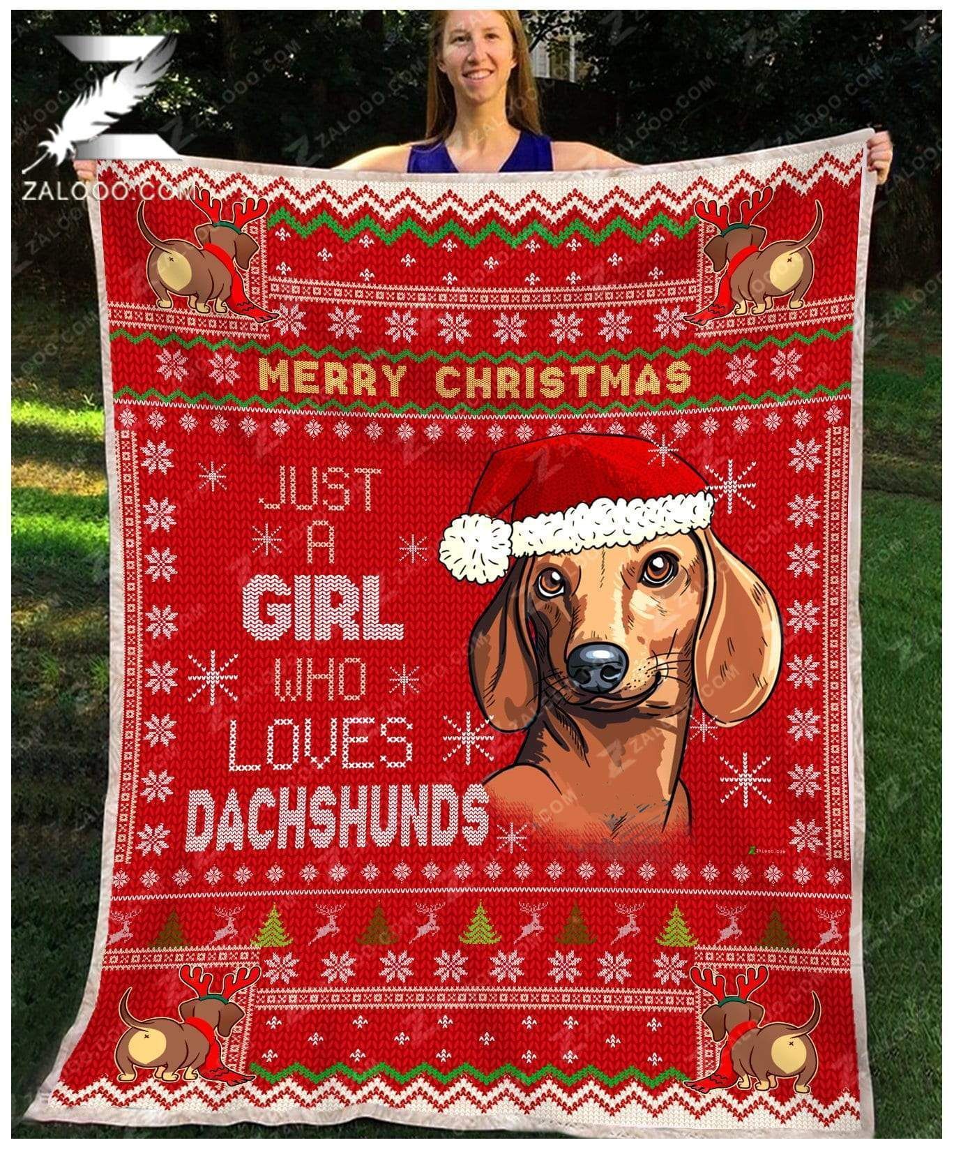 Fleece Blanket – Dachshund – Merry Christmas