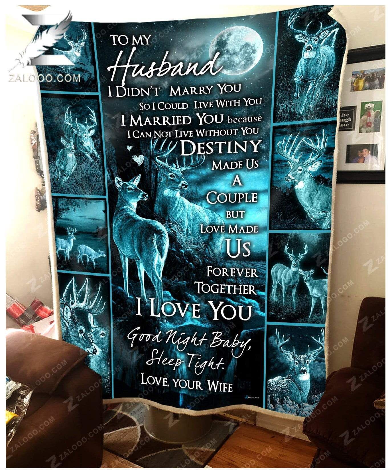 Fleece Blanket Deer Wedding Anniversary To My Husband Destiny