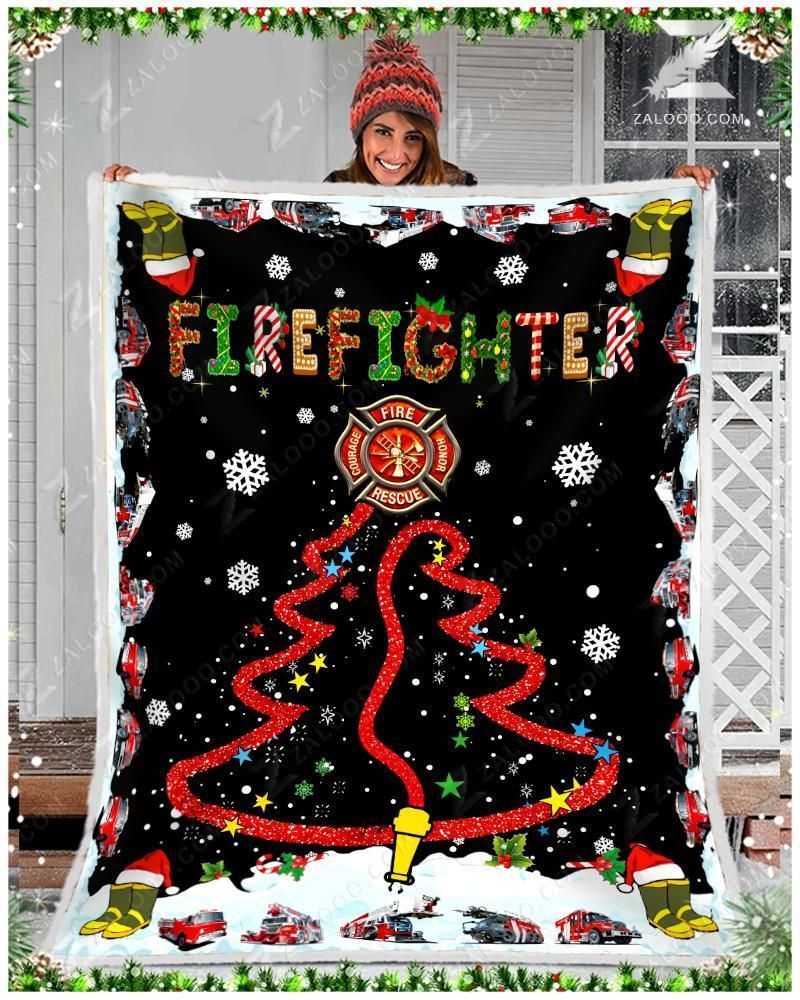 Fleece Blanket – Firefighter – Merry Christmas