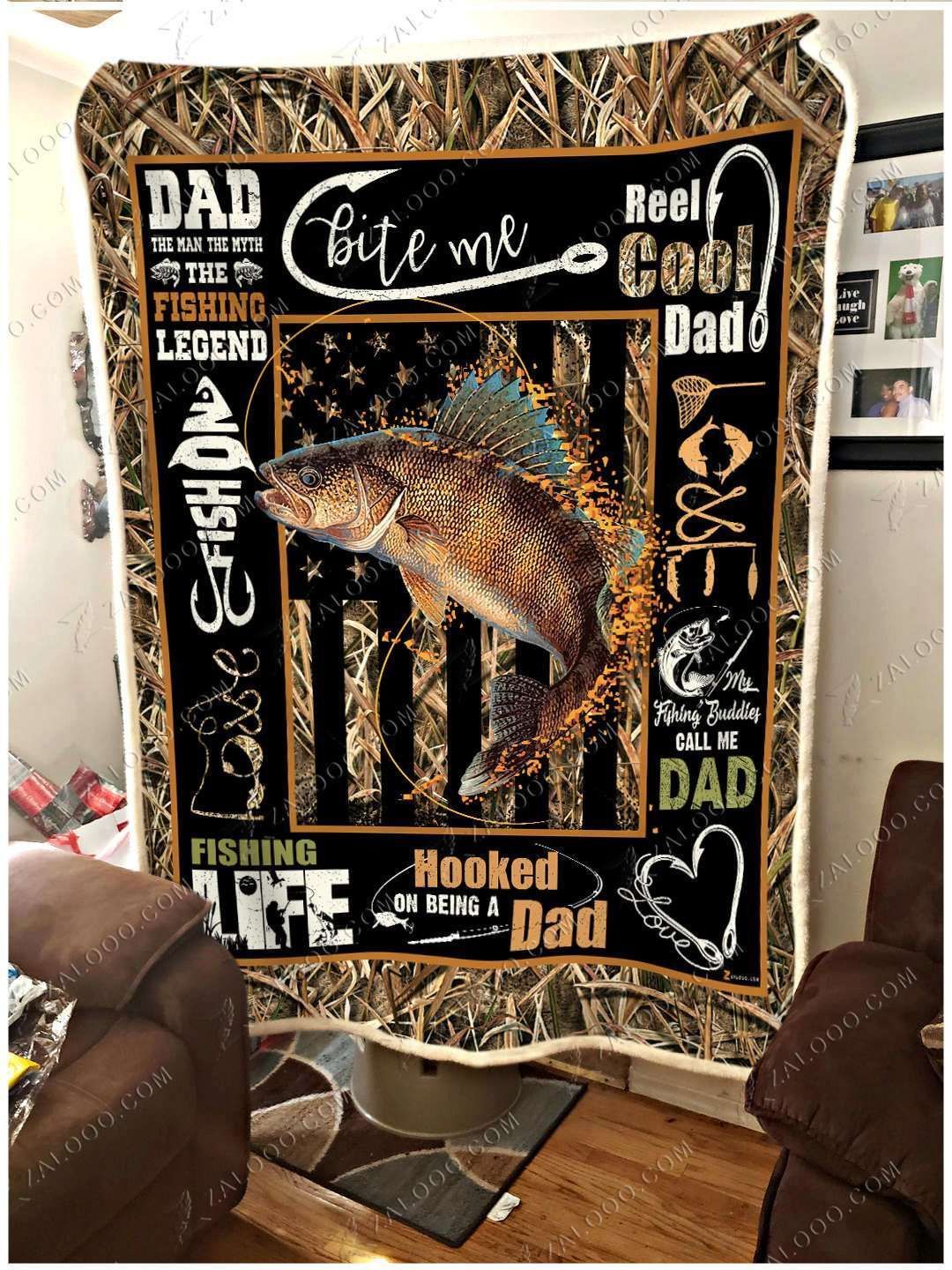 Fleece Blanket – Fishing – Fishing Dad (walleye)