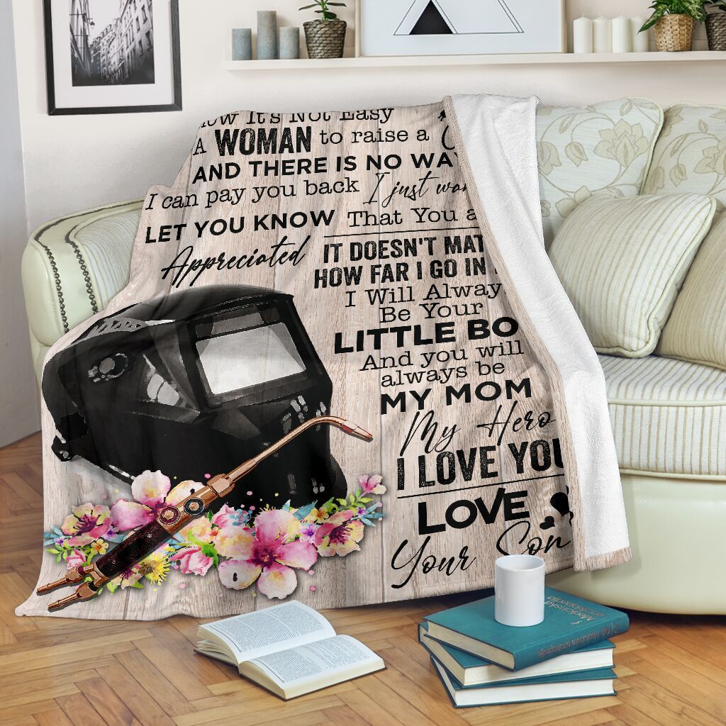 Fleece Blanket For Welder’s Mom Always Be My Hero Fleece Blanket