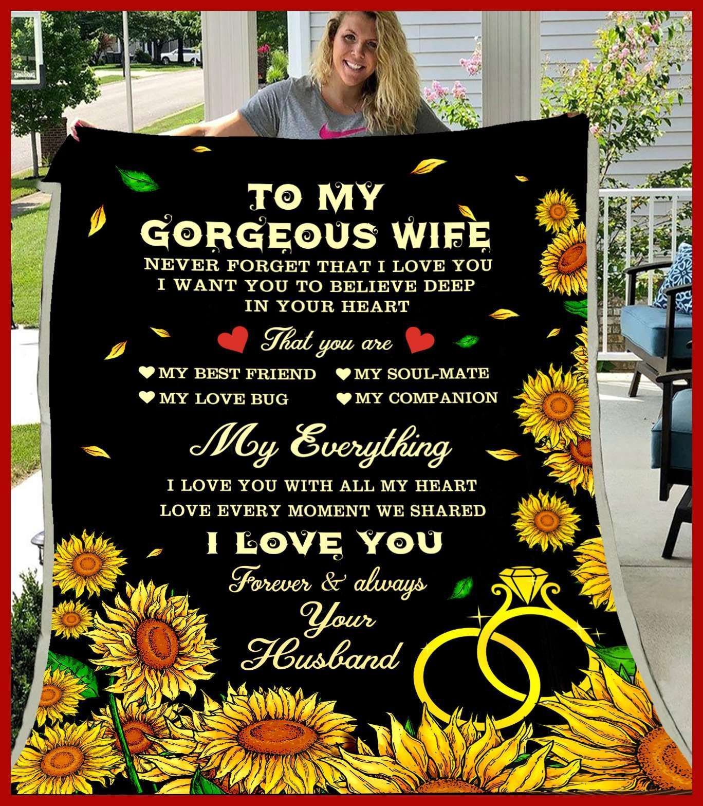 Fleece Blanket Gift For Gorgeous Wife You Are My Love Bug
