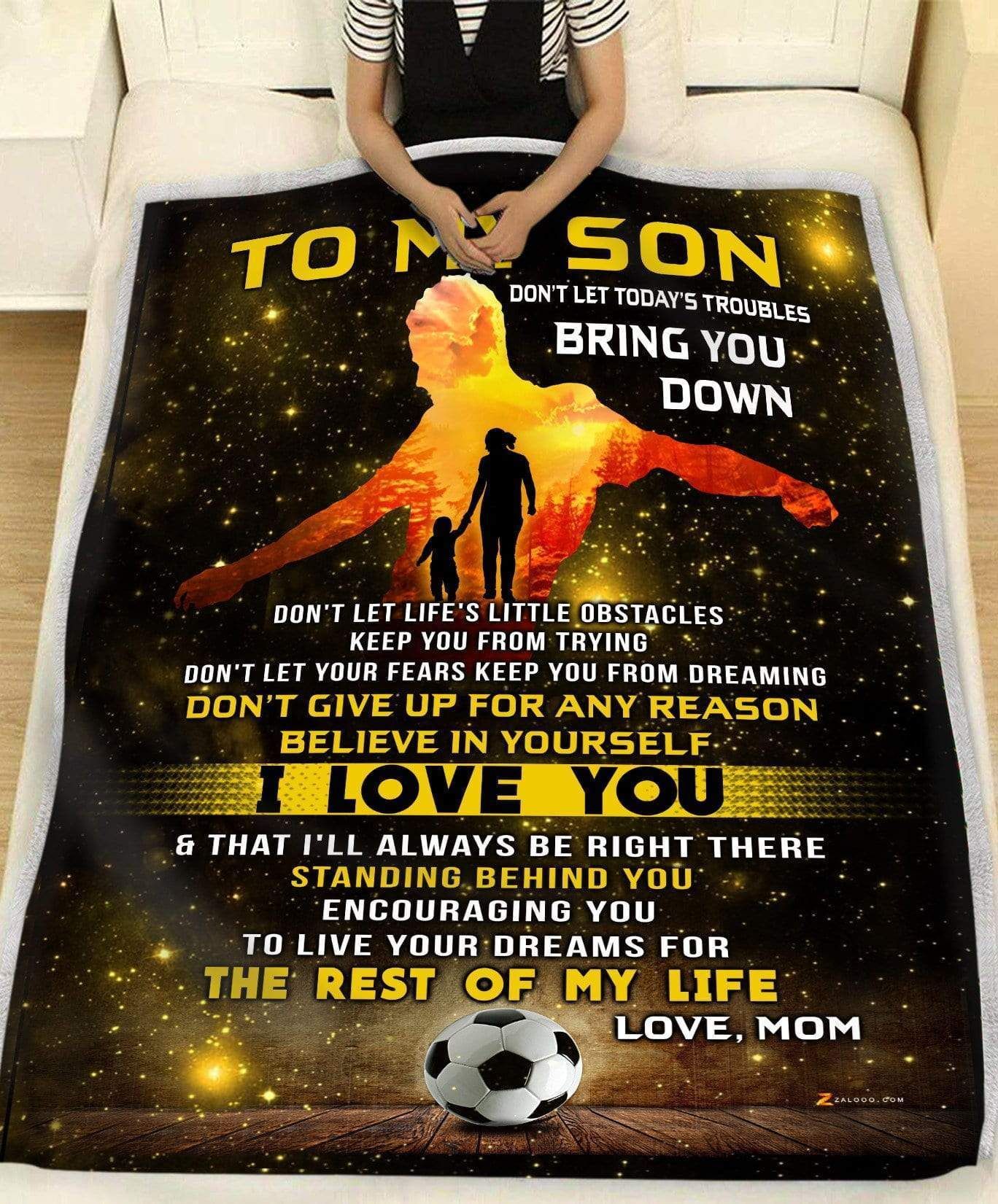 Fleece Blanket Gift For Son Who Loves Soccer I’ll Always Be Right There