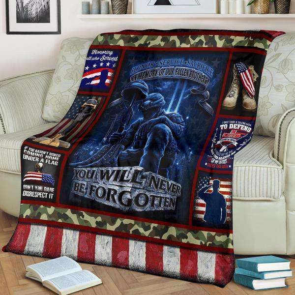 Fleece Blanket Gift For Veteran You Will Never Be Forgotten