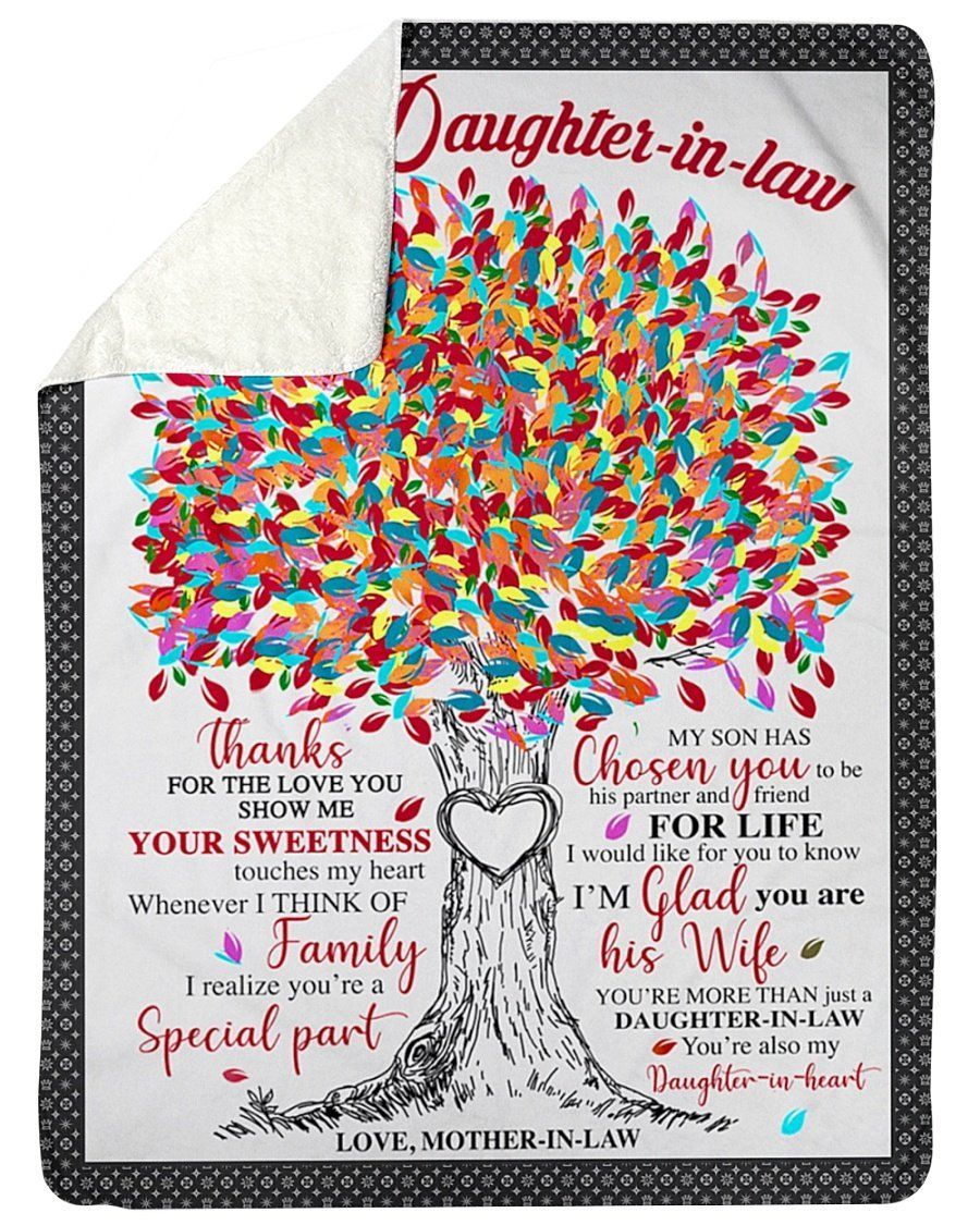 Fleece Blanket Giving Daughter In Law Colorful Tree Special Part Sherpa Blanket