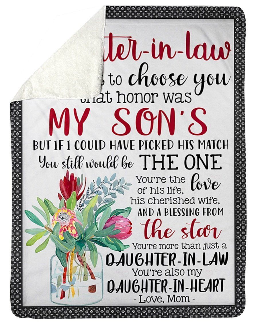 Fleece Blanket Giving Daughter In Law Daughter In Heart Protea Sherpa Blanket