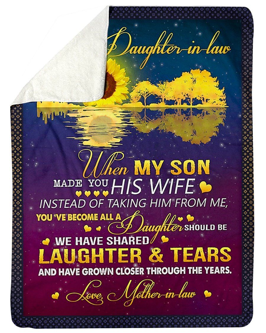 Fleece Blanket Giving Daughter In Law Sunflower We Share Laughter And Tears Sherpa Blanket