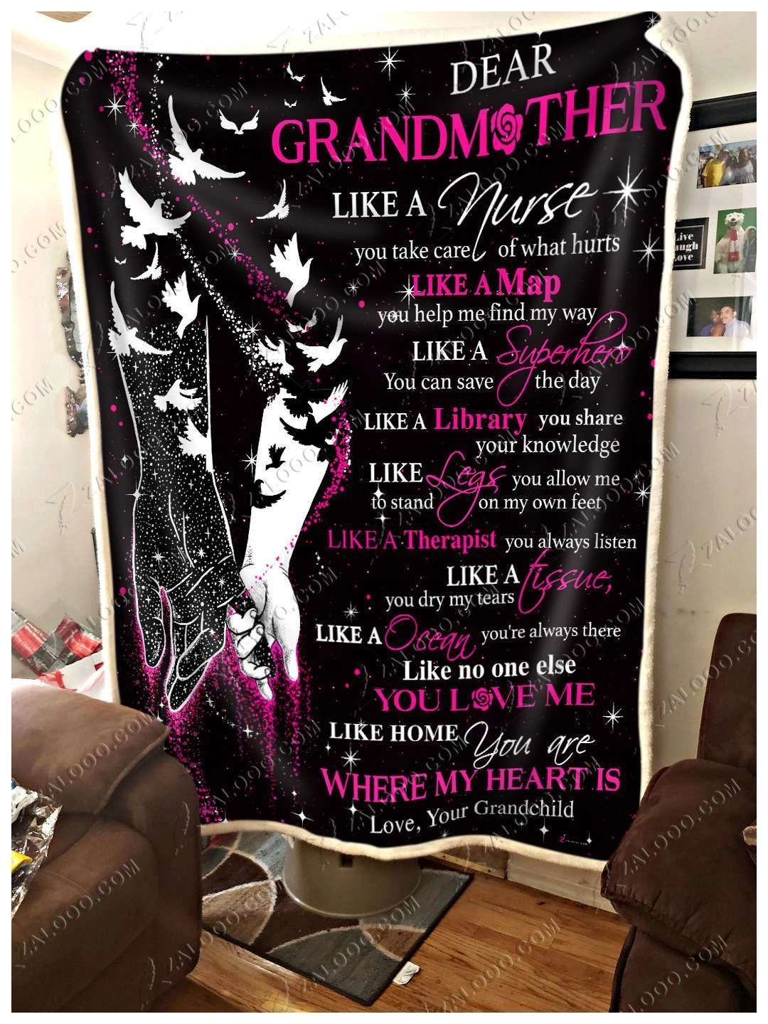 Fleece Blanket – Grandmother – You Are Where My Heart Is