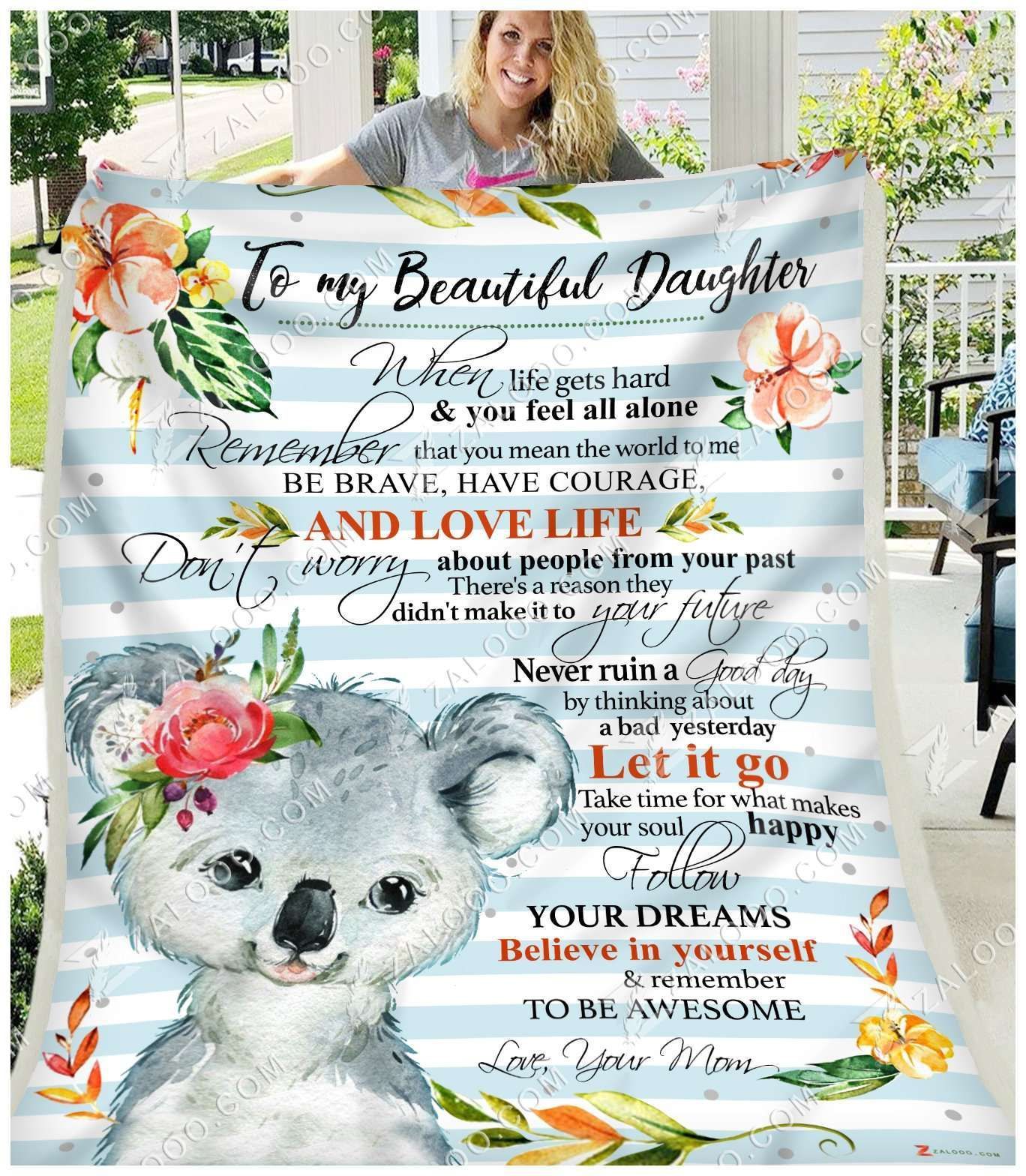 Fleece Blanket – Koala – Daughter (mom) – Remember To Be Awesome