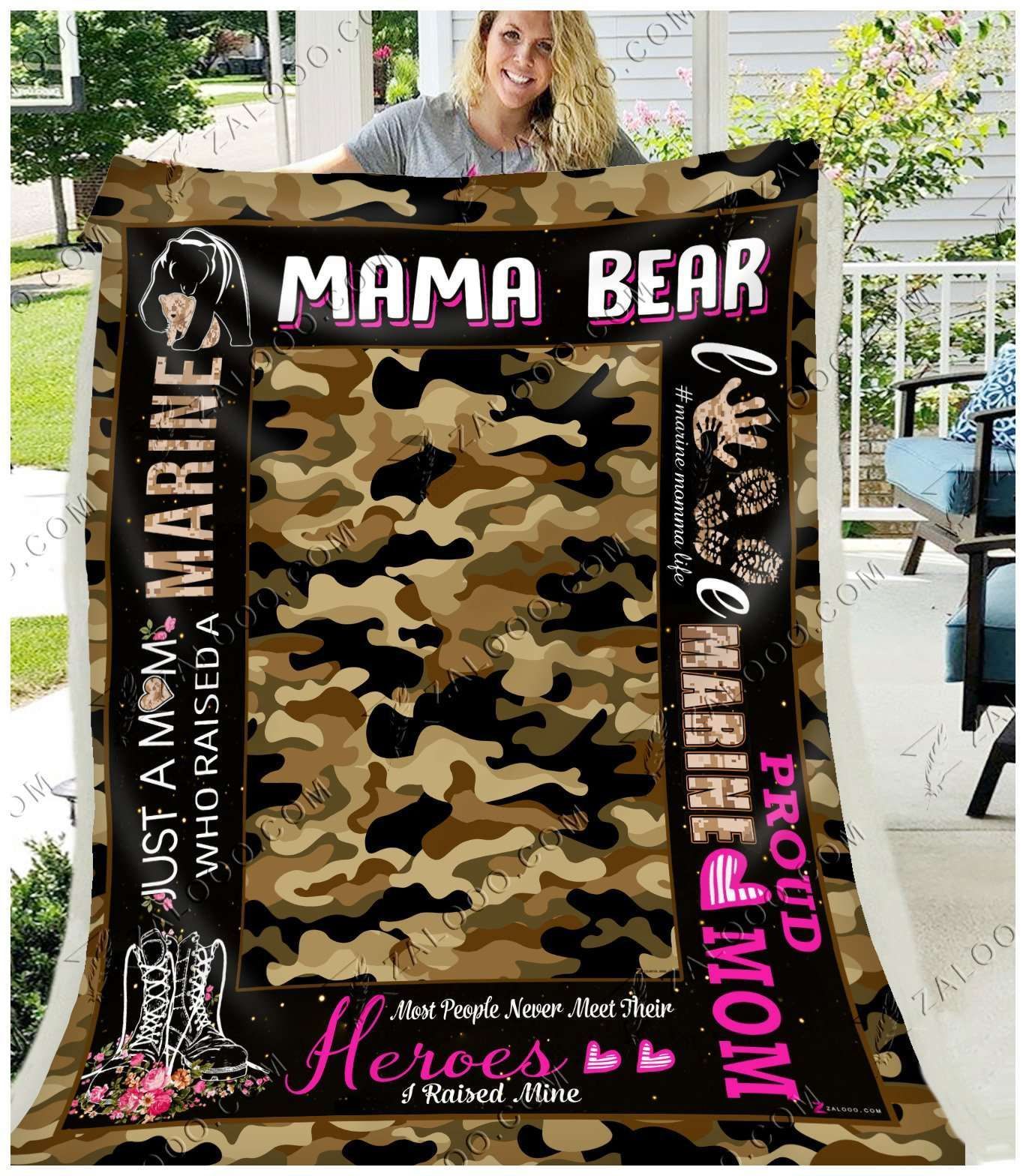 Fleece Blanket – Marine Mama Bear