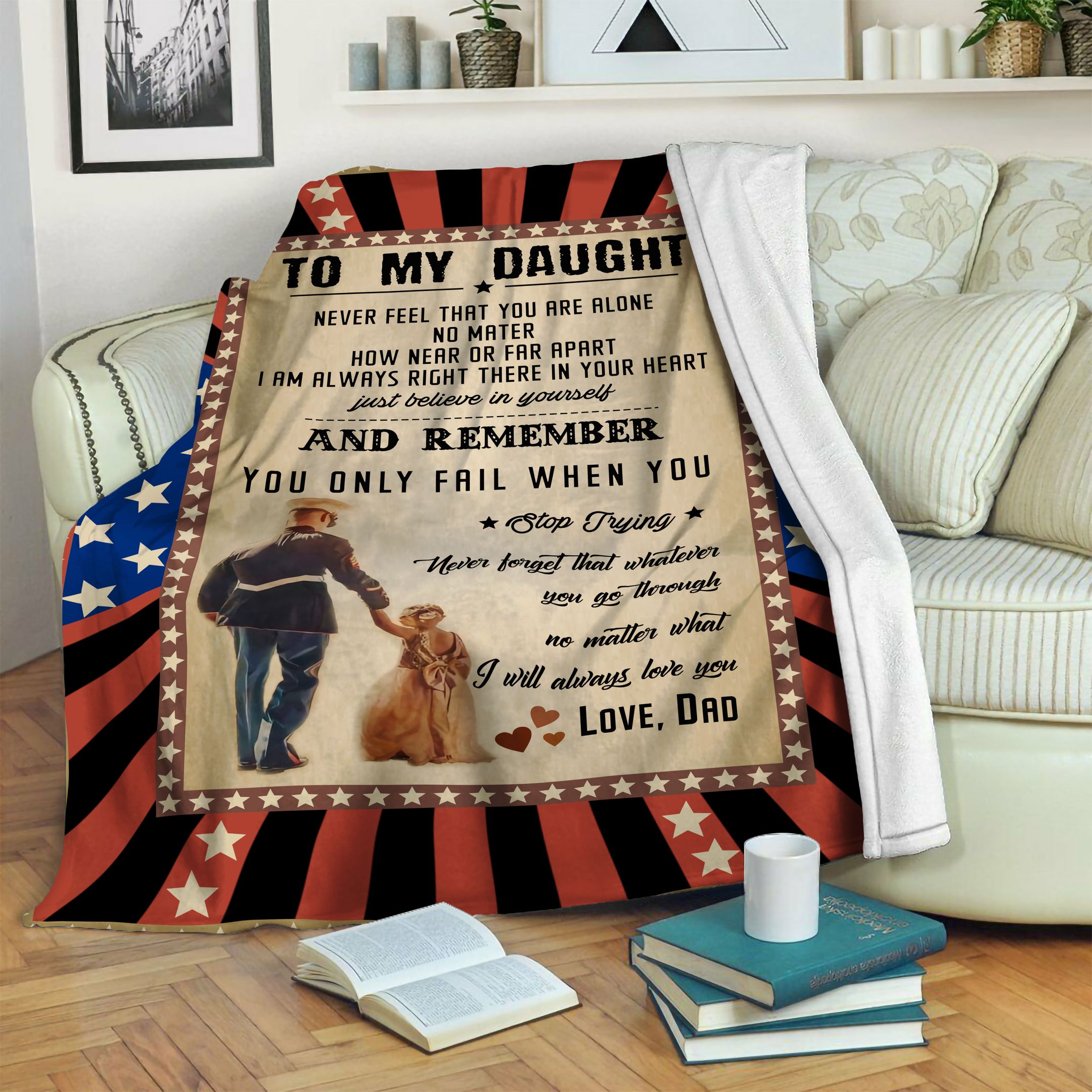 Fleece Blanket Marine To my Daughter