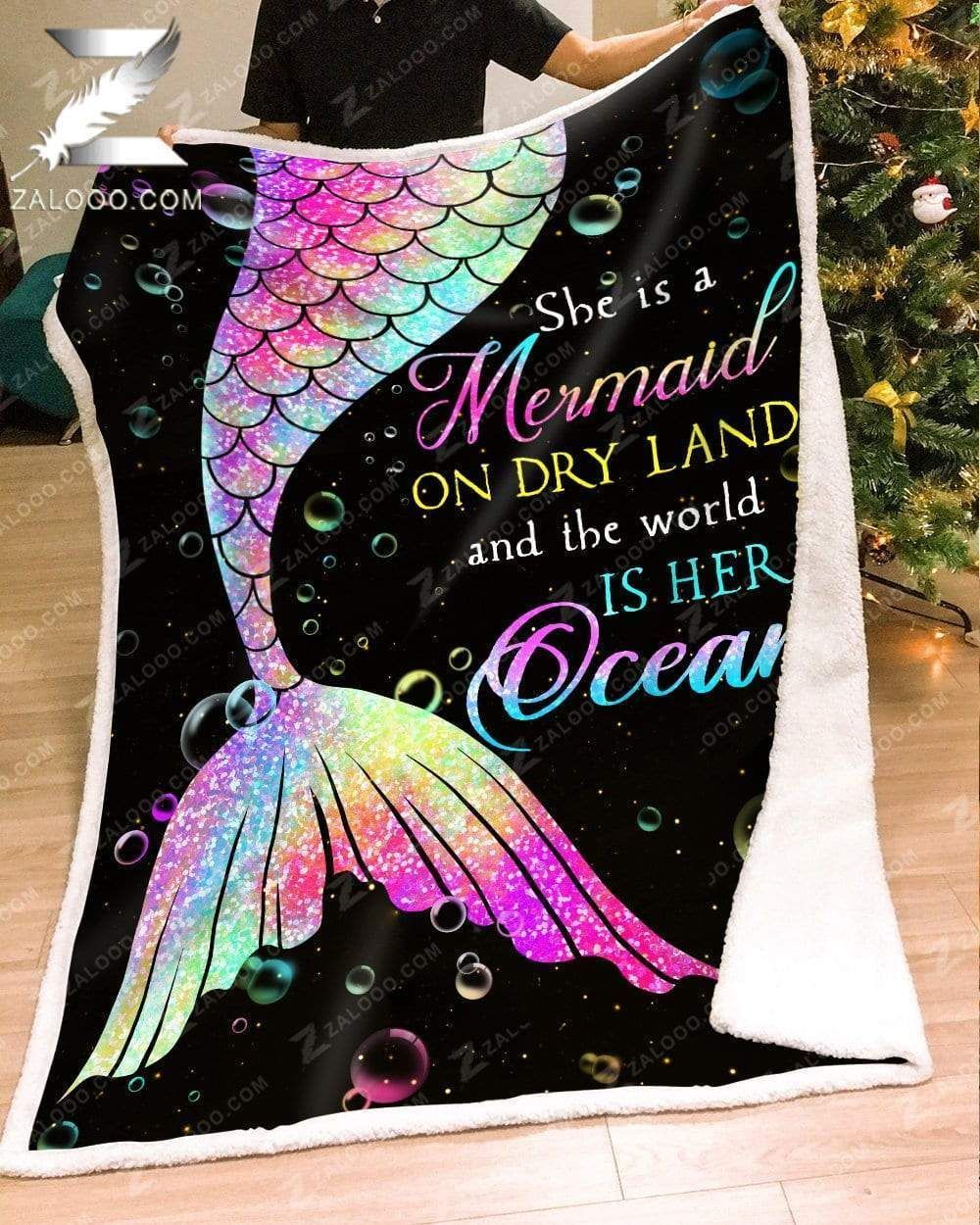 Fleece Blanket – Mermaid – The World Is Her Ocean