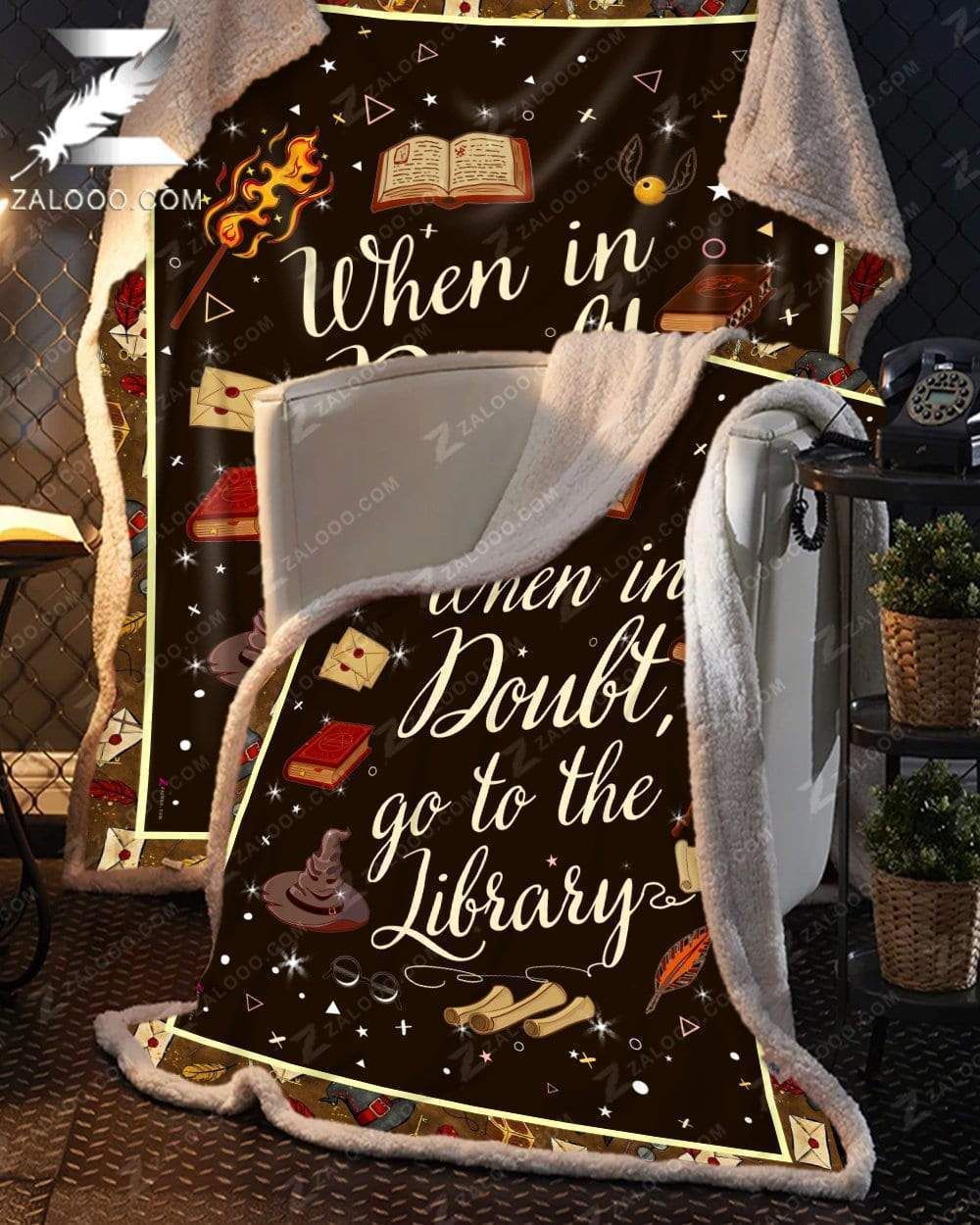 Fleece Blanket – Reading Blanket – When In Doubt Go To The Library