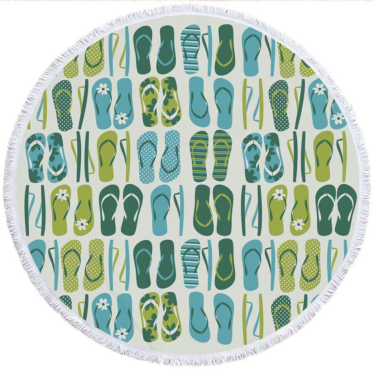 Flip Flop Frenzy Printed Round Beach Towel