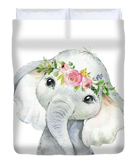 Floral Baby Elephant Bedding Set