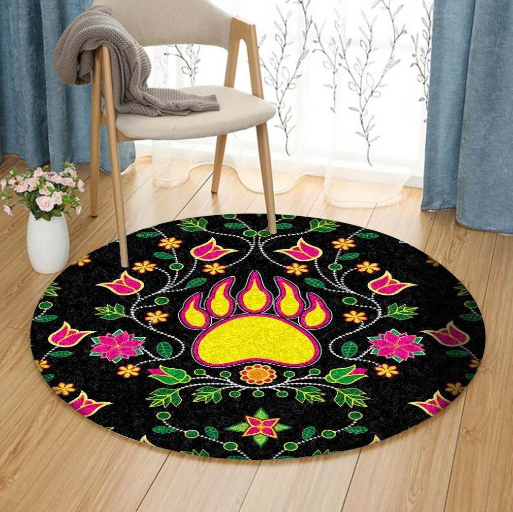 Floral Bearpaw Round Carpet
