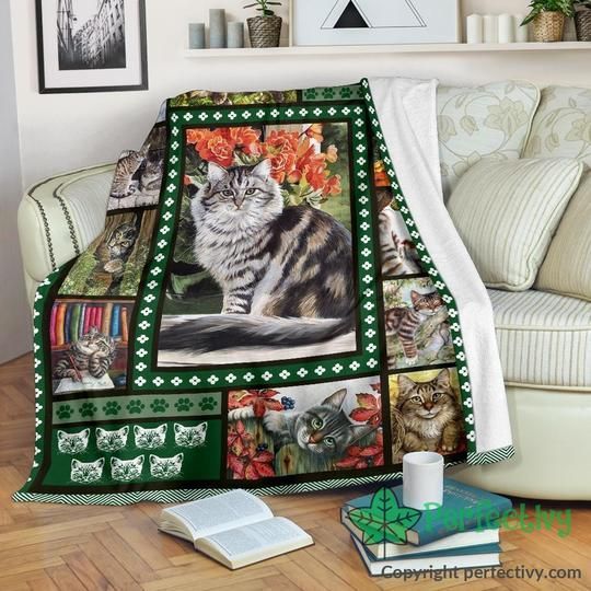 Floral Cat Sherpa Fleece Blanket