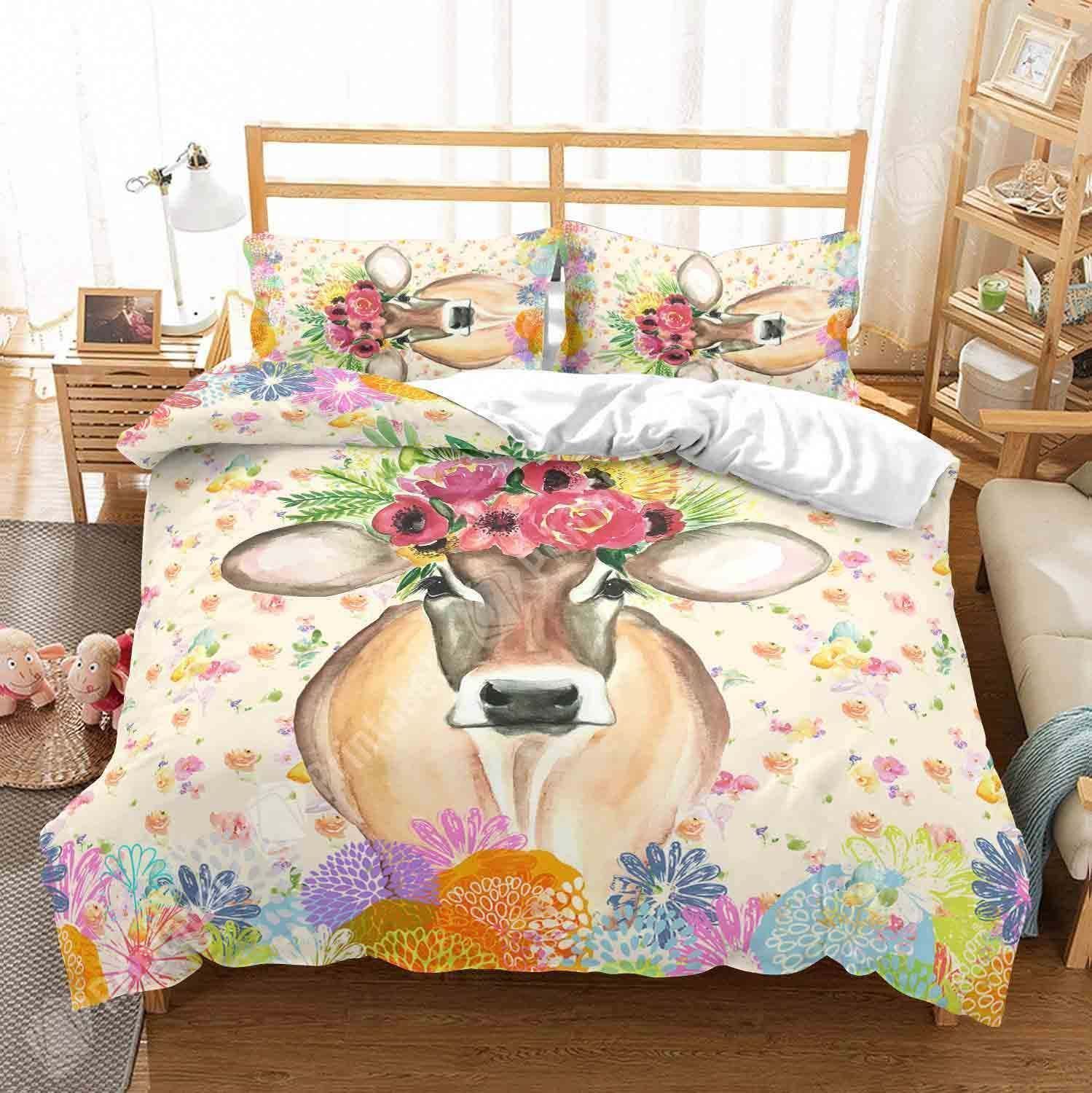 Floral Cow Bedding Set