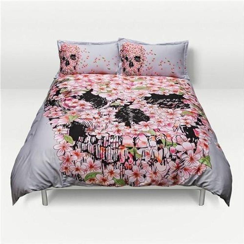 Floral Digital Print Skull 3D Printed Bedding Set