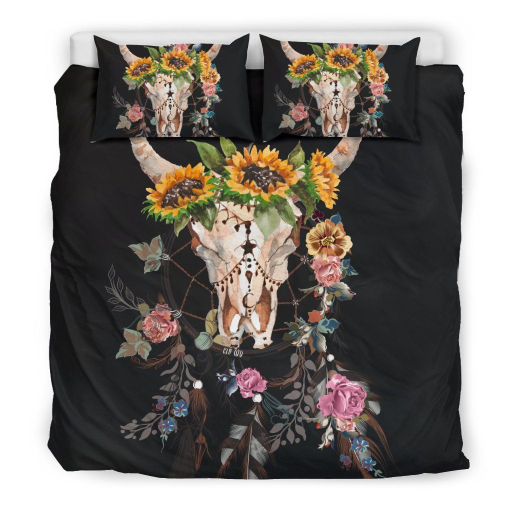 Floral Dreamcatcher Skull Beautiful Bedding Set