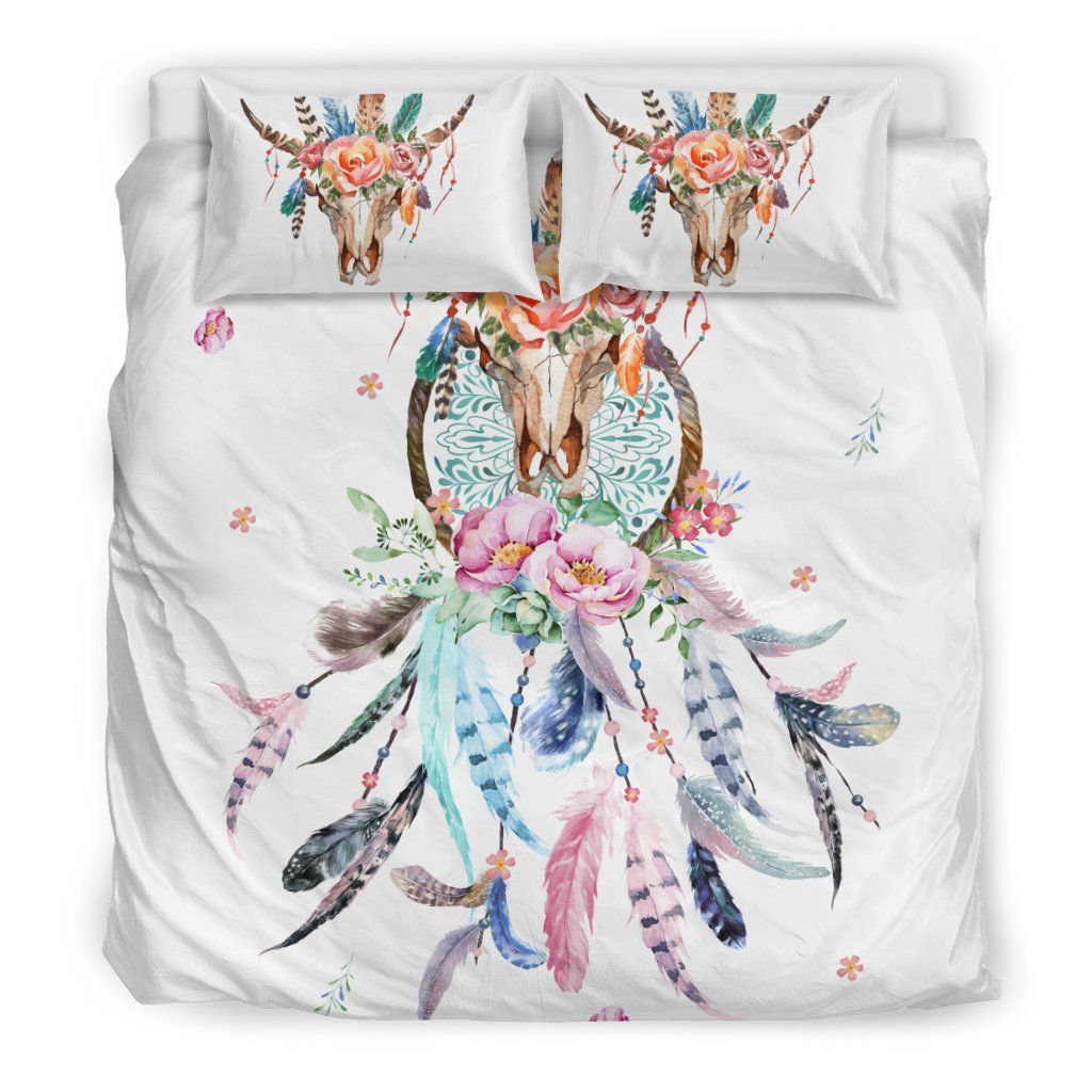 Floral Dreamcatcher Skull Bedding Set